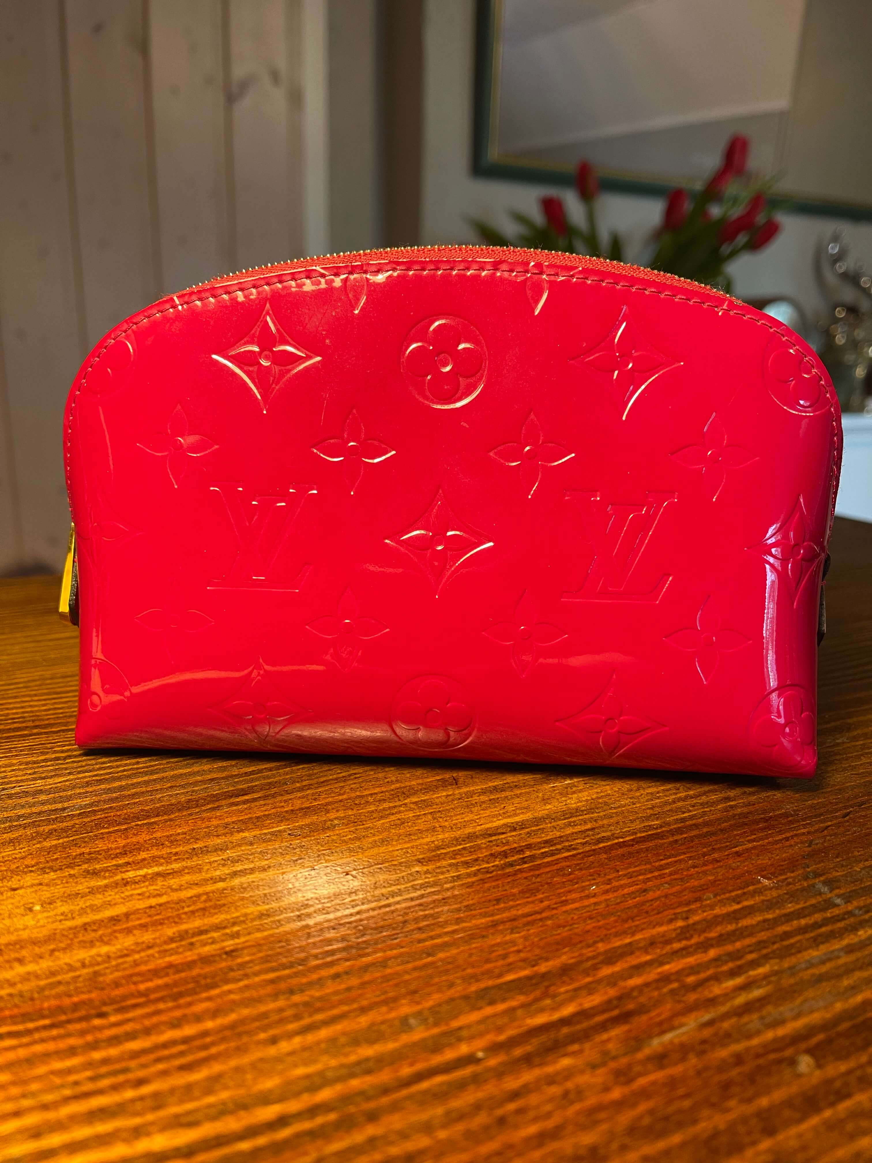 Louis Vuitton Vernis Cosmetic Pouch Red